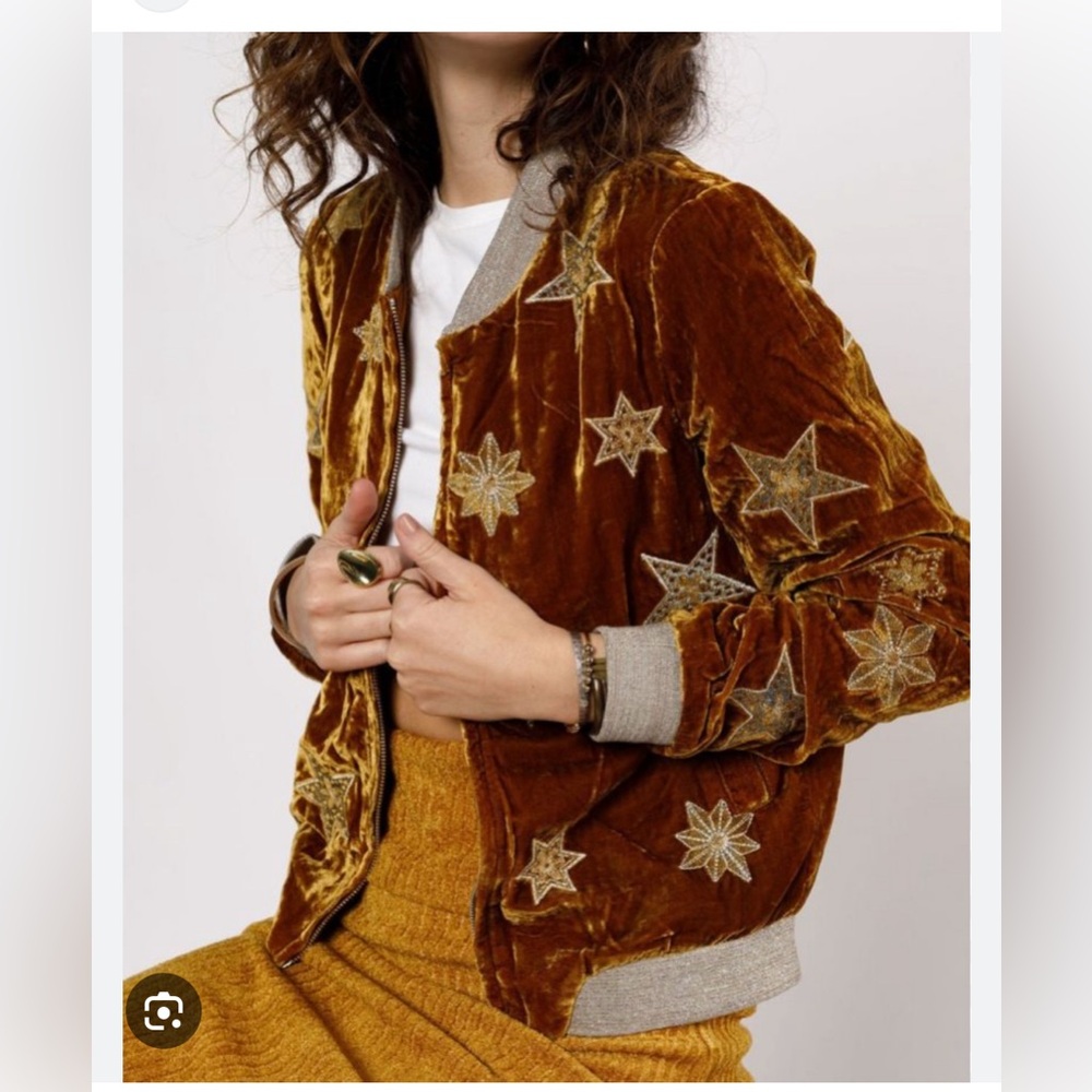 Crushed velvet embroidered jacket
